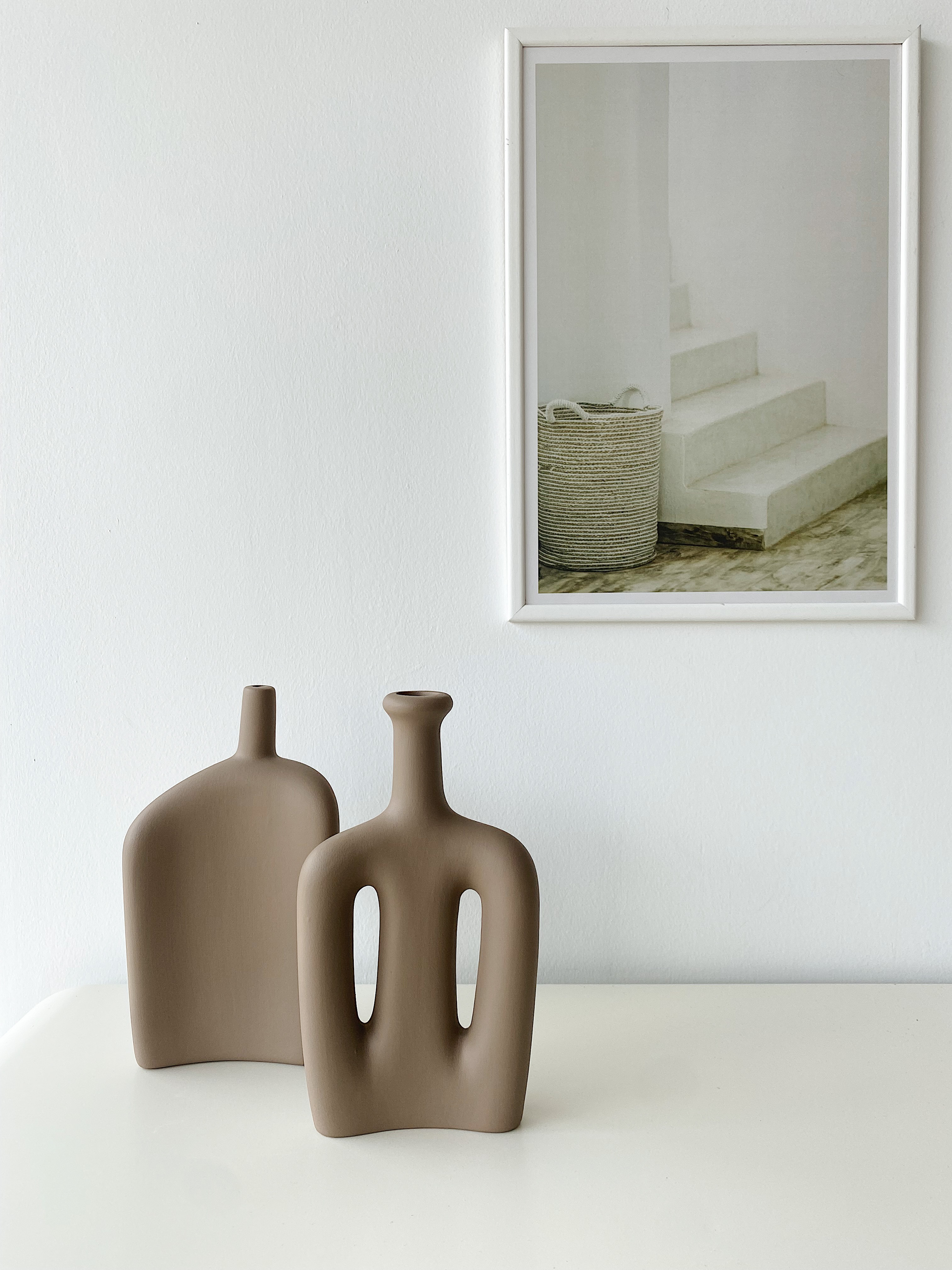 Lotus  & Celery Ceramic 2 pcs Vase Set Light Brown